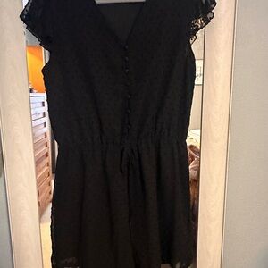 Black Lace Cap Sleeve Dress
